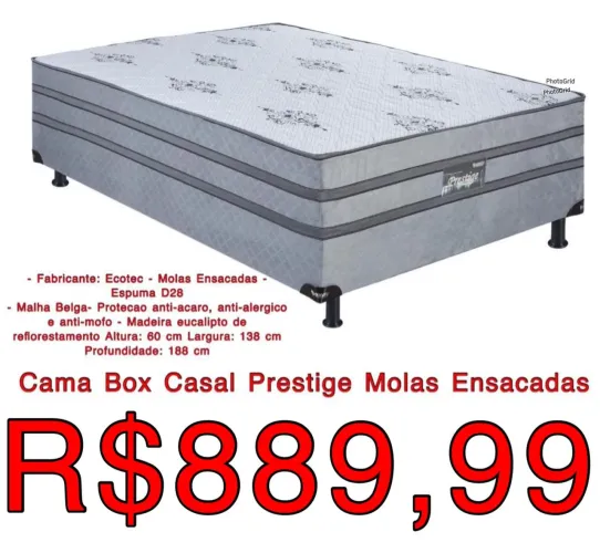 Cama casal box Prestige molas ensacadas espumas D28 / frete grátis / pague na entrega