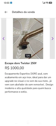 Escapamento dore azul cb Twister 250f
