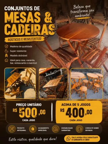 Mesas e cadeiras feitas à mão kits