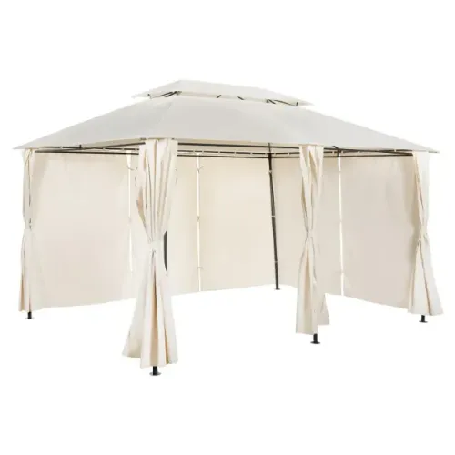 Tenda Gazebo Romano 400x300x96cm com Cortinas Bege Just Home Collection