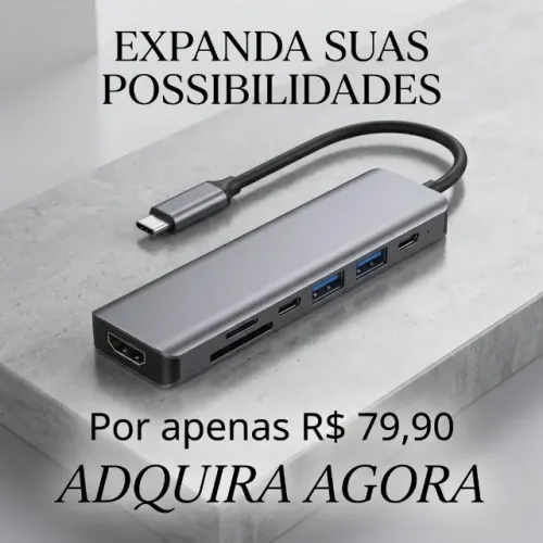 Hub Adaptador USB-C 7 em 1 - HDMI 4K, USB 3.0 e Leitor de Cartões SD/TF - AJ-N17