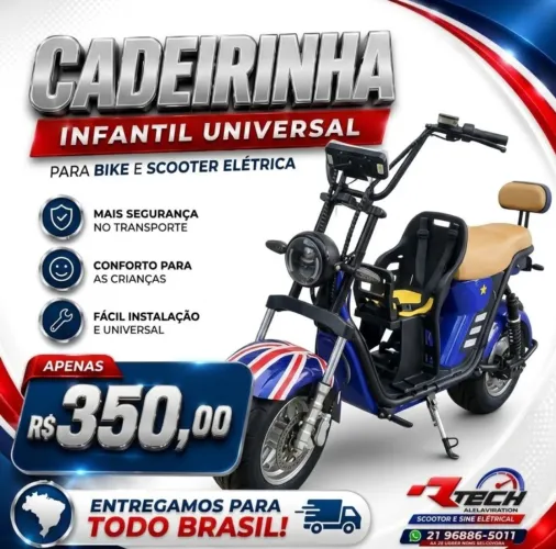 Cadeirinha infantil para scooter e bike elétrica