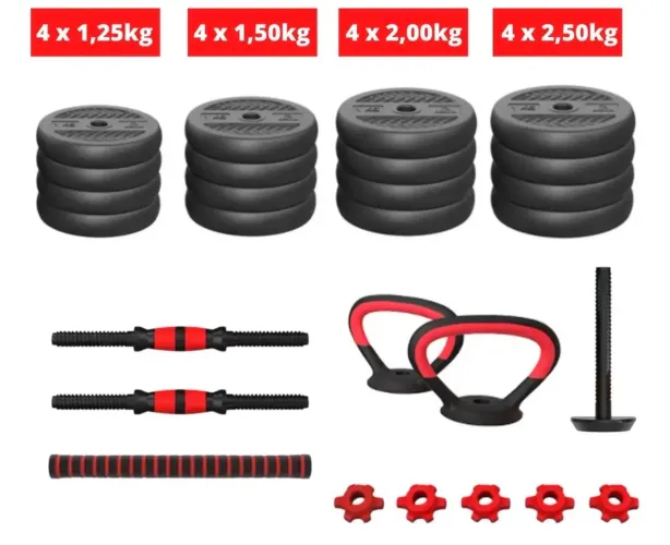 Kit Halter ajustável anilha 30kg para musculação