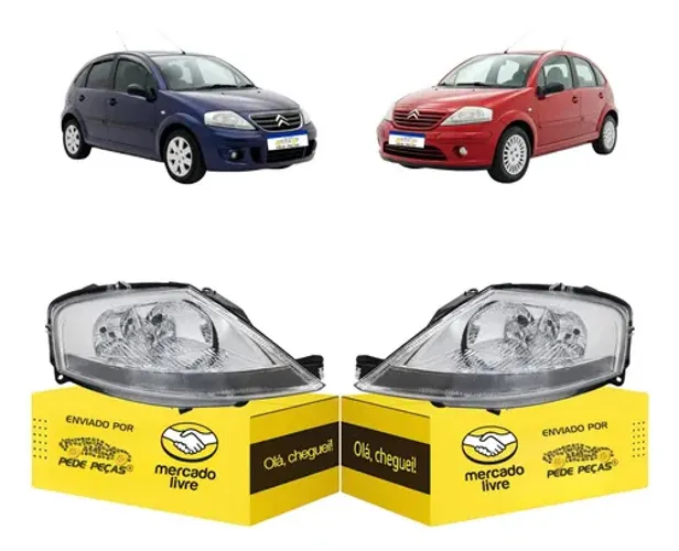 Par Farol Elétrico Citroen C3 2003 2004 2005 06 07 08 A 2012 Ambos Lados