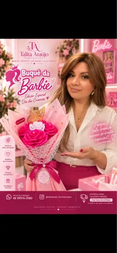 Buquê da Barbie ? Presente Dia das Crianças | Buquê de Rosas de Cetim