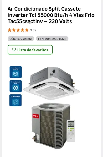 AR CONDICIONADO CASSETE TCL 55.000BTUS 