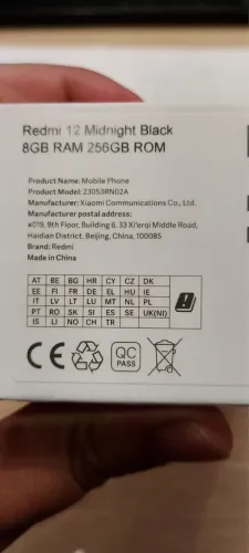 Novo - Xiaomi Redmi 12 Midnight Black 256GB ROM / 8GB RAM 