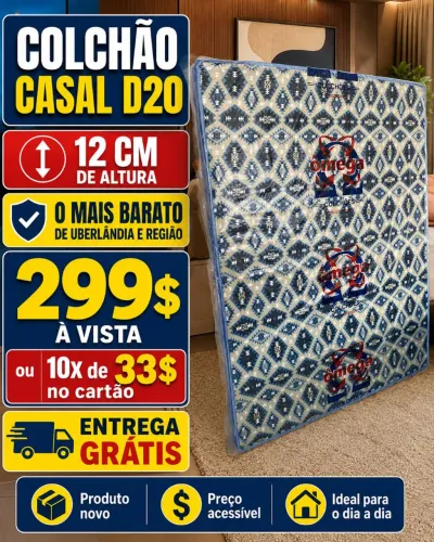 Colchão Casal D20 12cm Novo - Entrega Grátis Uberlândia<br>