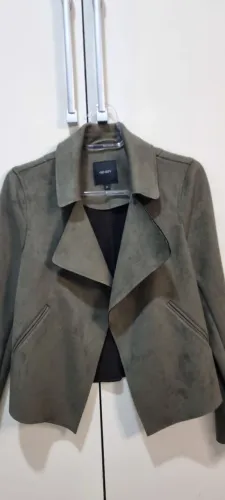 Blazer Feminino Suede Verde Militar Elegante Tam P