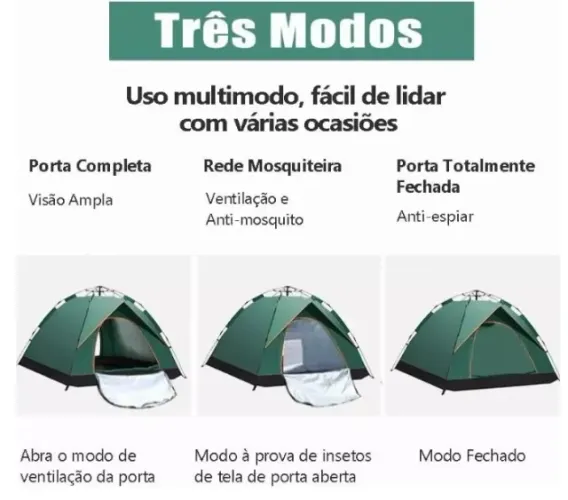 Barraca Camping Nova para 3, 4 Pessoas À Prova D'água com 2 Portas