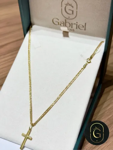 Cordão de ouro grumet + crucifixo 4.41g ( LOJA FÍSICA )