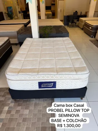 Cama box Casal PROBEL PILLOW TOP SEMINOVO- ENTREGO