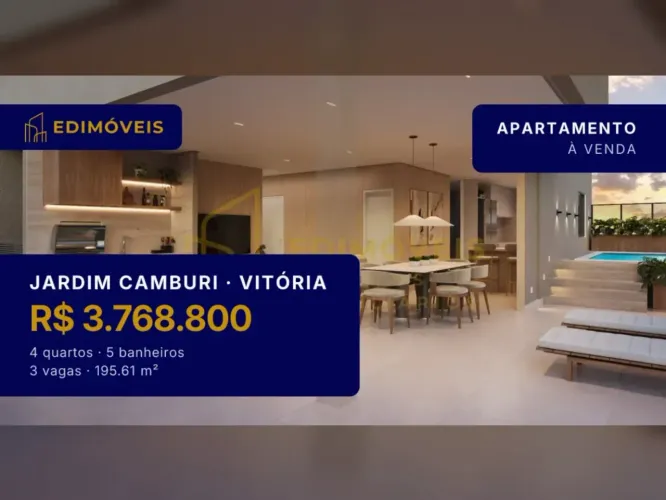 Jardim Camburi: Apartamento 4 suítes com acabamento de alto padrão e lazer completo