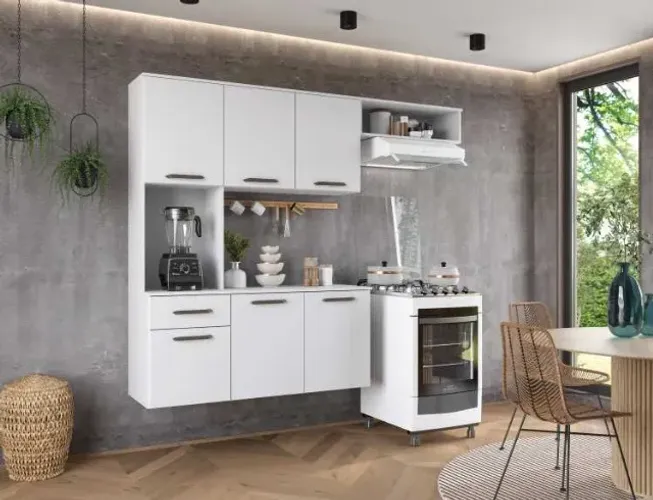 Armário de Cozinha Suspensa Gisele 5Pts 2Gvs Branco Moveis Parana - Entrega Rápida!