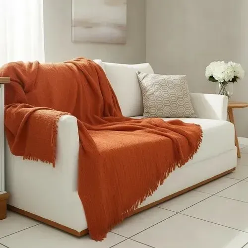 Manta Para Sofá Retrátil 1,50 X 1,20 M Decoração Elegante Terracota
