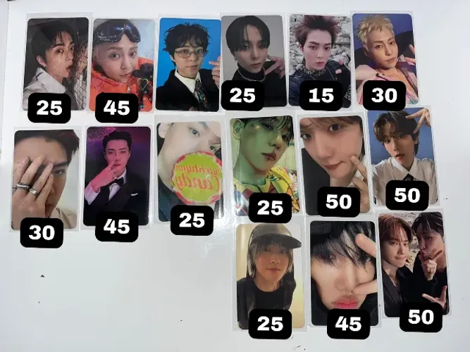 EXO set photocards variados (Beakhyun, Xiumin, Suho, Sehun, Kai, Lay)
