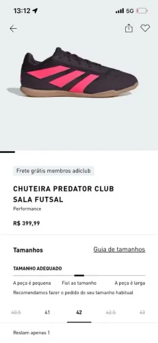 Original Adidas Chuteira Predator sala Futsal T/42
