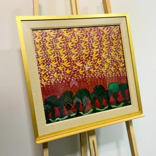 QUADRO ?A REVOADA? MOLDURA COM VIDRO