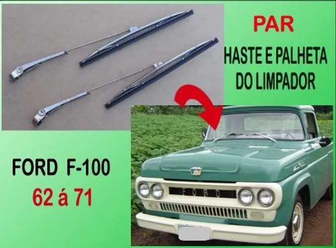 Haste E Palheta Limpador F-100 1962 À 1971 Importada - Par