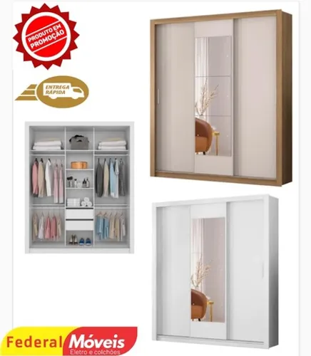 Guarda roupa 3 portas com espelho vero - novo na caixa - entregamos