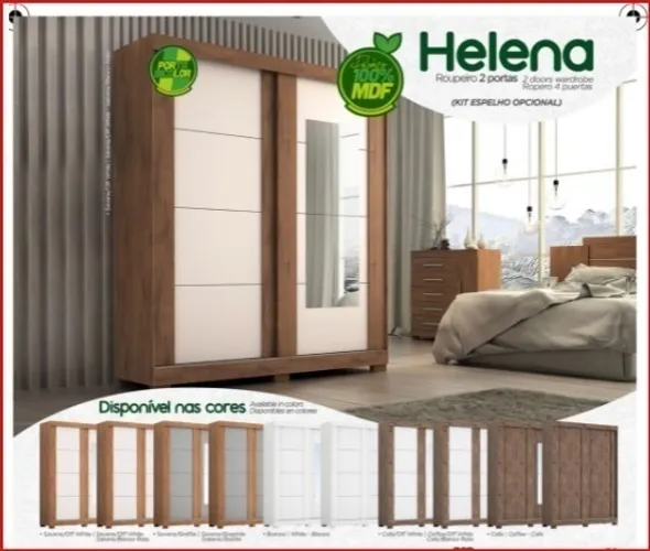 Novo de Fábrica! Guarda Roupa ACP Helena 2 portas! Com/Espelho