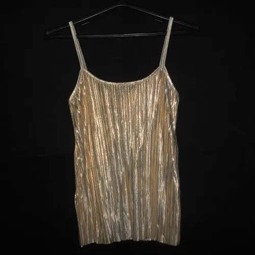 Blusa feminina dourada look natal e ano novo clara plissada com alcinha nova - Tam P