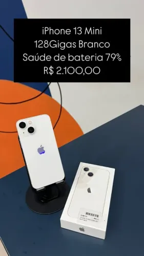 iPhone 13 Mini 128GB Branco Saúde de bateria 79% R$ 2.100,00 Semi Novo | Loja Fisica |