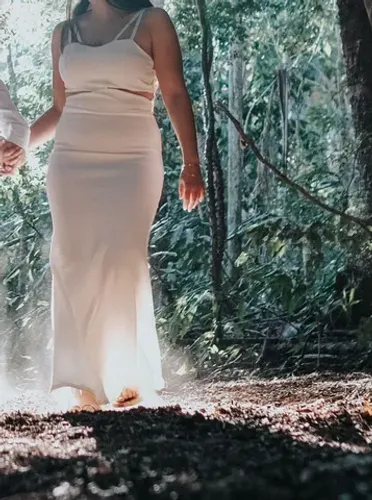 Vestido branco sereia longo