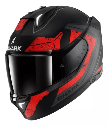 Capacete SHARK SKWAL I3 RHAD KUR Preto Vermelho Fosco Led 