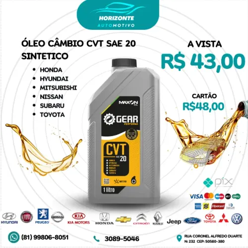 ÓLEO CÂMBIO CVT SAE 20 SINTETICO*