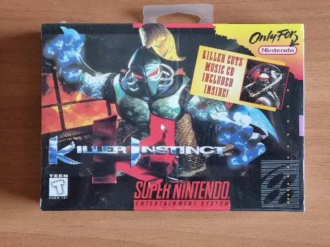 Killer Instinct para SNES selado (H-seal) e com tab, primeira edição, com Killer Cuts RARO
