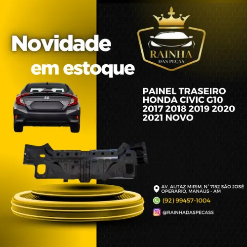 Painel Traseiro Honda Civic G10 2017 2018 2019 2020 2021 Novo