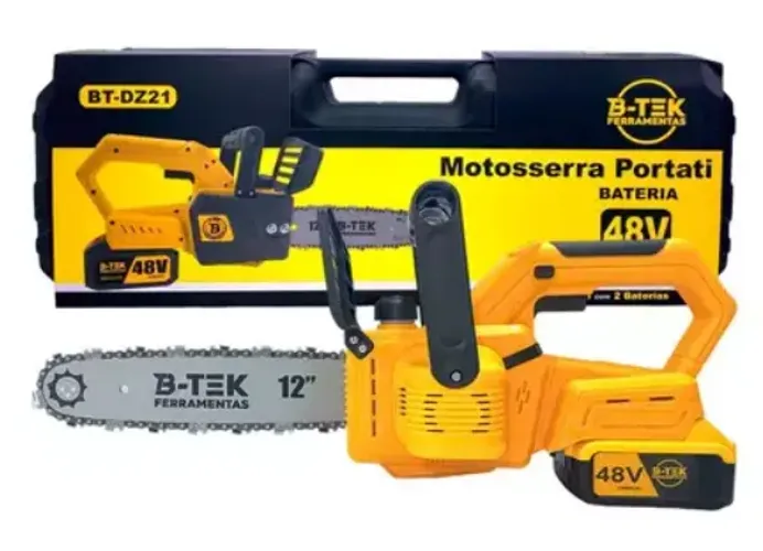 Motosserra Eletrica Portatil 12 Polegadas BT-DZ21 48V com 2 Baterias Recarregaveis 