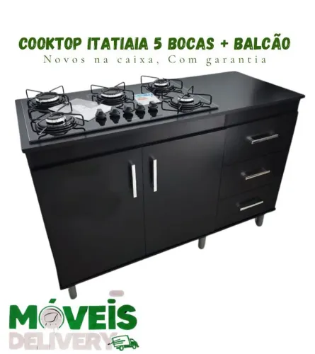 Balcão + fogão cooktop 5 bocas Atlas, NOVO ENTREGAMOS EM ATÉ  24 HORAS 