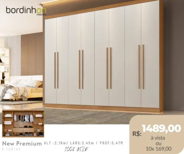 Guarda Roupa Direto da Fábrica super Resistente Colunado em 25mm 100% MDF - Bordinhon