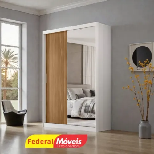 Guarda Roupa 100% MDF 2P 4G c/ Espelho MAIS VENDIDO