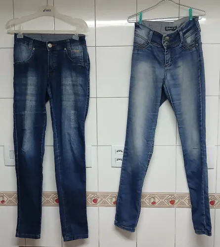 Kit 2 Jeans Femininas Azul Tamanho 38 e 40<br>