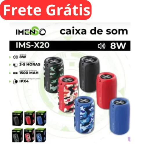 Caixa de Som Imenso X20 Portátil 4?8W Bluetooth 5.0 Bateria 1500mAh