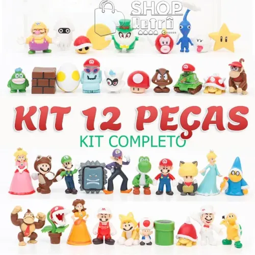Bonecos Novos Kit Completo de 12 Super Mario Bros Bonecos Miniatura Colecionáveis