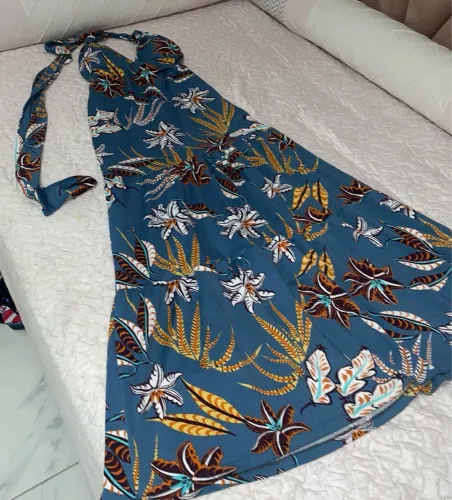 Vestido Longo Floral Azul