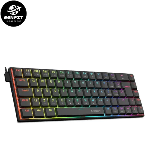 Teclado Mecânico Ultra Fino E-Yooso A68 RGB Switch Vermelho 68 Teclas Padrão BR