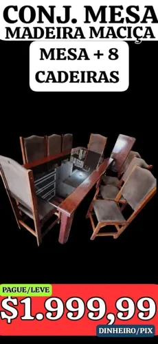 CONJUNTO DE MESA EM MADEIRA