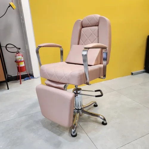 Cadeira de maquiagem Rosa com Apoio para Pés Kixiki