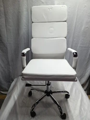 Cadeira de Escritório Diretor Presidente em Couro PU Branca