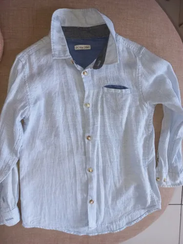Camisa de manga comprida infantil azul poim