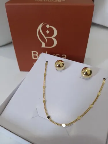 Conjunto Elegância Dourada - Brinco e Colar