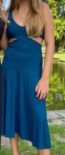 Vestido azul de malha canelada GARAGE tamanho PP