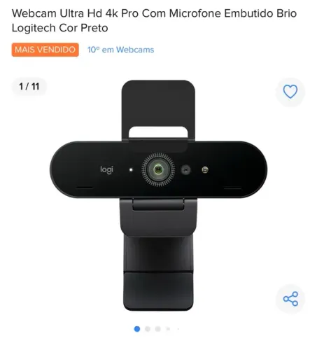 Webcam Logitech Brio 4K Ultra HD com Microfone Embutido