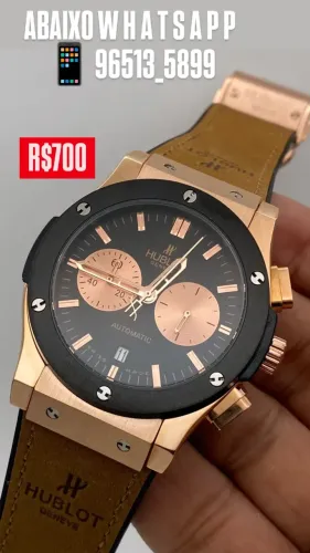 Relógio HUBLOT GENEVE MULTIFUNCIONAL PULSEIRA DE COURO