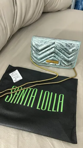 Bolsa Santa Lolla - azul bebê metalizada